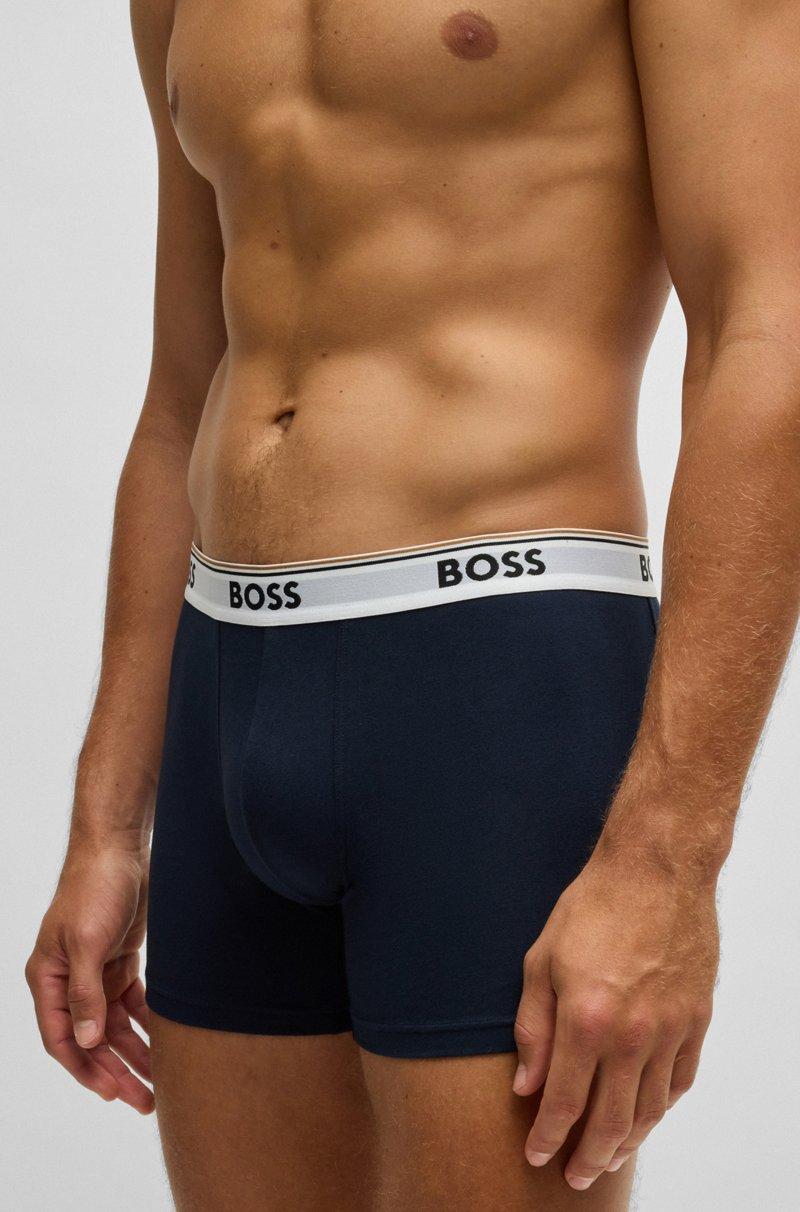 Hugo Boss Paquete De Tres Calzoncillos Bóxer En Algodón Elástico Con Logos
