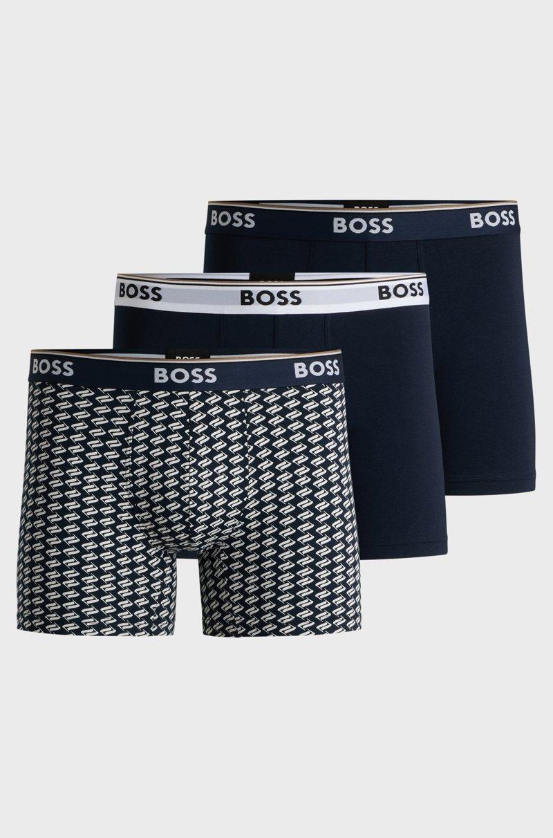 Hugo Boss Paquete de tres calzoncillos bóxer en algodón elástico con logos