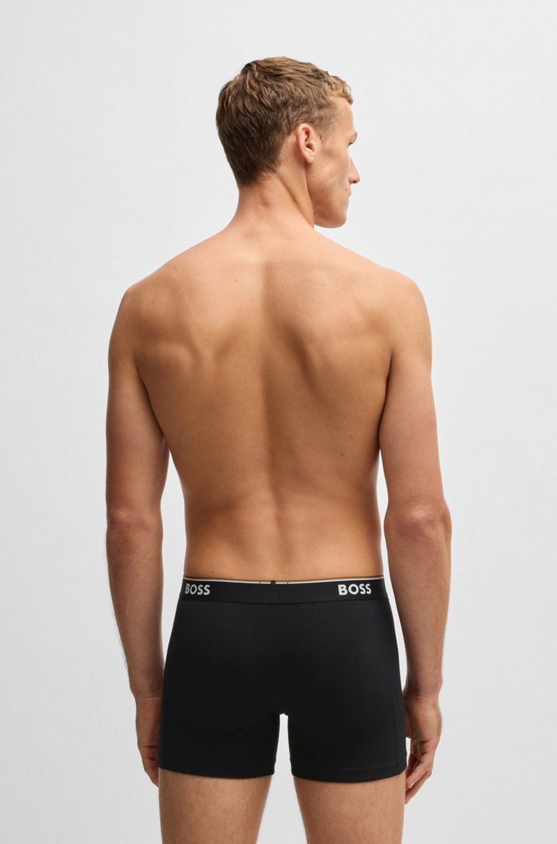 Hugo Boss Paquete De Tres Calzoncillos Bóxer En Algodón Elástico Con Logos