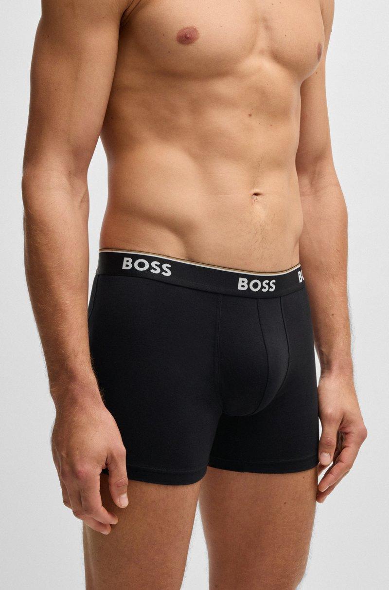 Hugo Boss Paquete De Tres Calzoncillos Bóxer En Algodón Elástico Con Logos