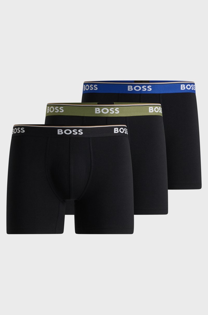 Hugo Boss Paquete de tres calzoncillos bóxer en algodón elástico con logos