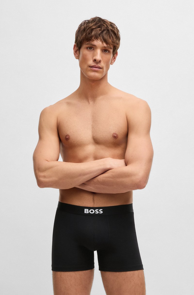 Hugo Boss Paquete De Tres Calzoncillos Bóxer En Algodón Elástico Con Logos