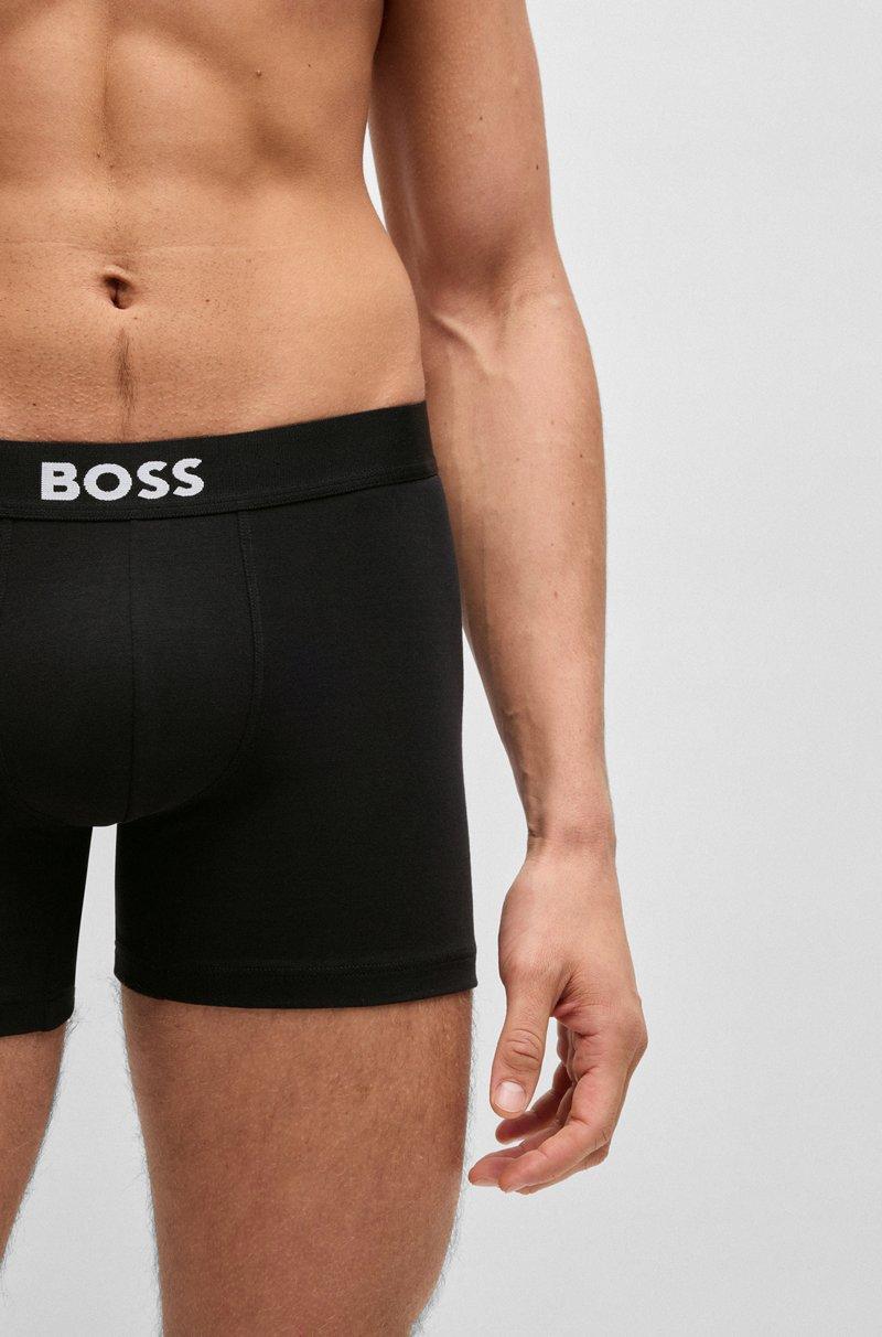 Hugo Boss Paquete De Tres Calzoncillos Bóxer En Algodón Elástico Con Logos