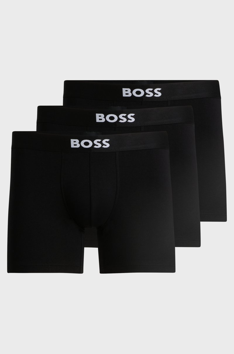 Hugo Boss Paquete de tres calzoncillos bóxer en algodón elástico con logos