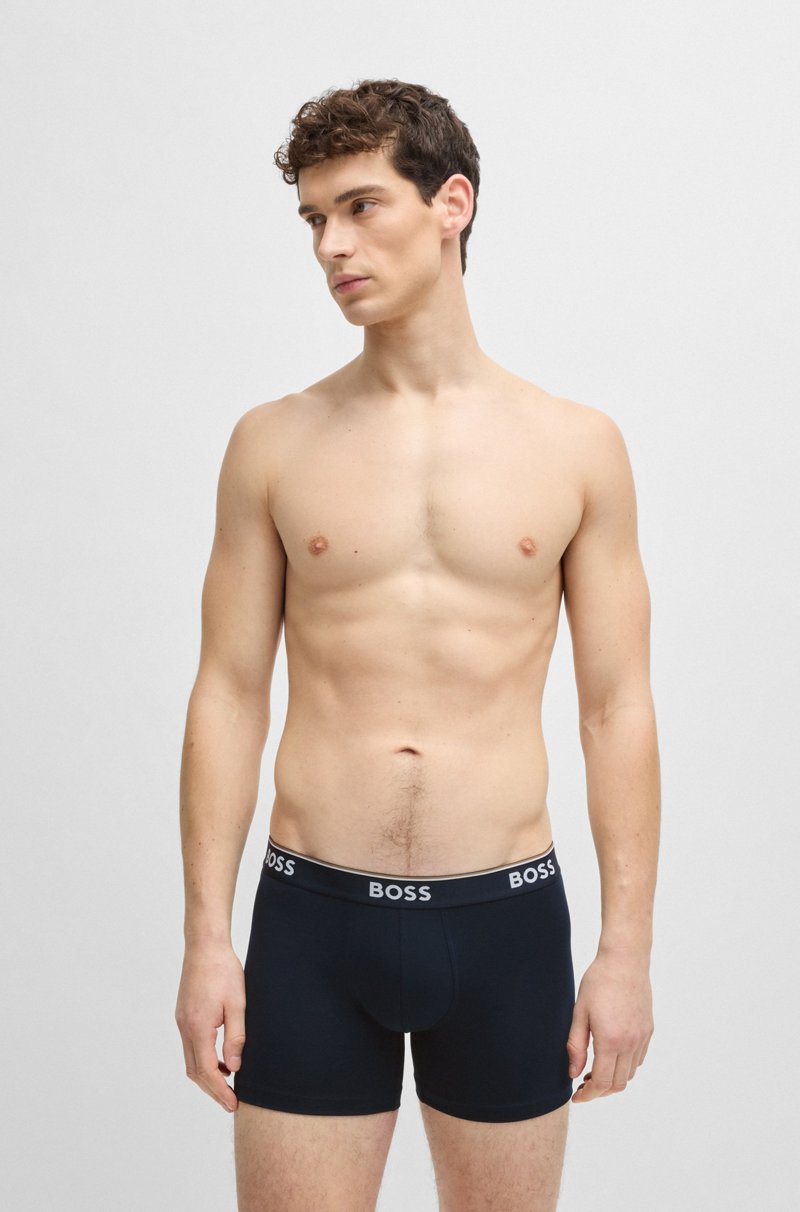 Hugo Boss Paquete De Tres Calzoncillos Bóxer En Algodón Elástico Con Logos