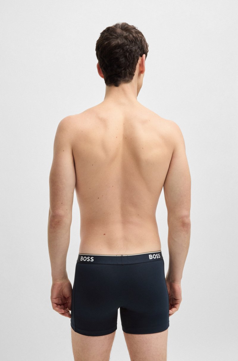 Hugo Boss Paquete De Tres Calzoncillos Bóxer En Algodón Elástico Con Logos