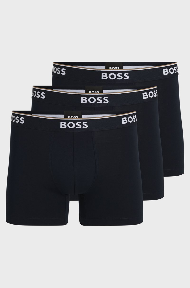 Hugo Boss Paquete De Tres Calzoncillos Bóxer En Algodón Elástico Con Logos