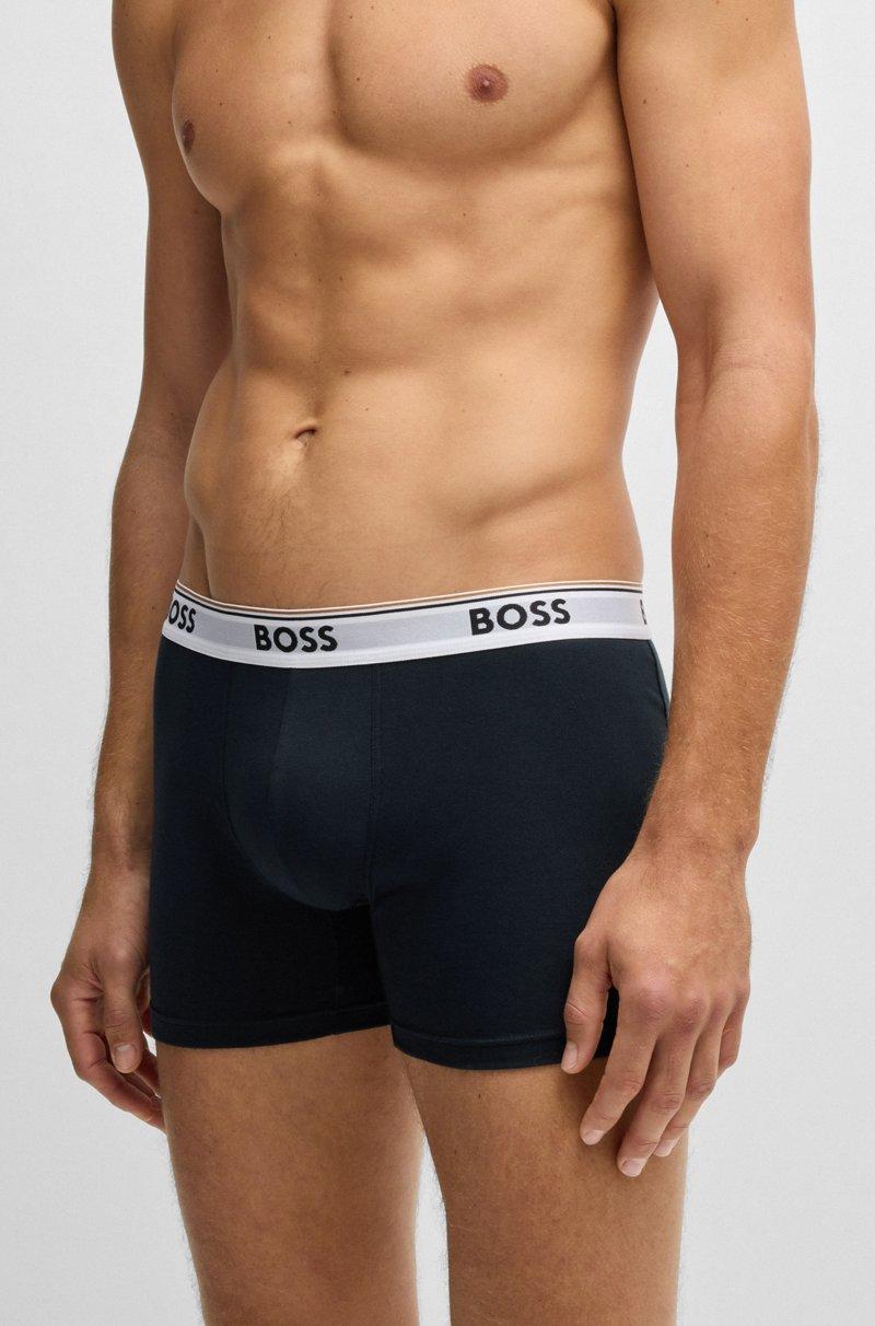 Hugo Boss Paquete De Tres Calzoncillos Bóxer En Algodón Elástico Con Logos