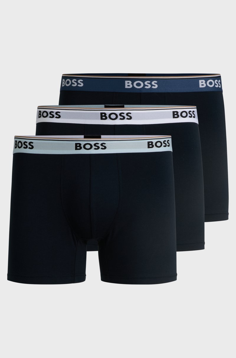 Hugo Boss Paquete De Tres Calzoncillos Bóxer En Algodón Elástico Con Logos