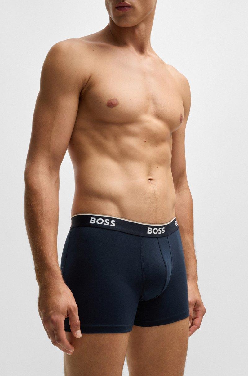 Hugo Boss Paquete De Tres Calzoncillos Bóxer En Algodón Elástico Con Logos