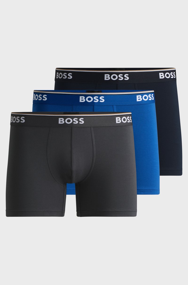 Hugo Boss Paquete De Tres Calzoncillos Bóxer En Algodón Elástico Con Logos
