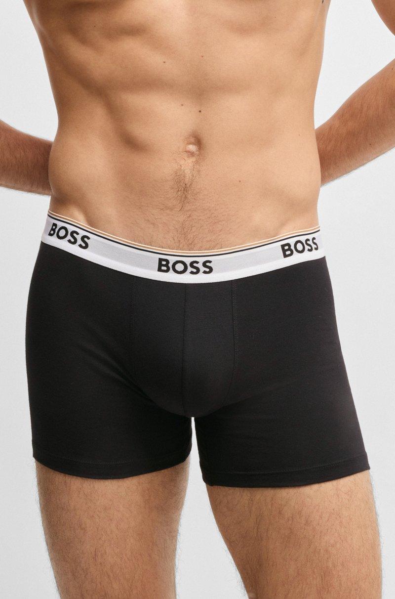 Hugo Boss Paquete De Tres Calzoncillos Bóxer En Algodón Elástico Con Logos
