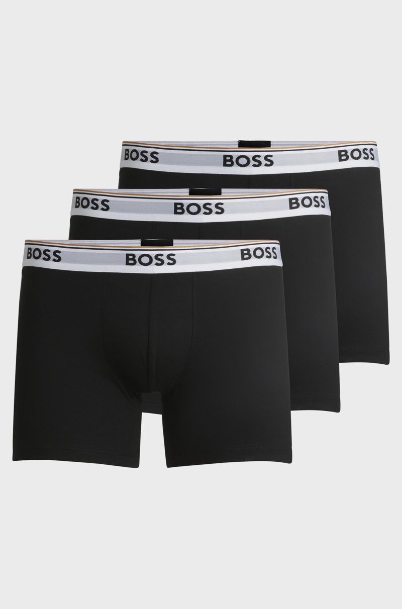 Hugo Boss Paquete De Tres Calzoncillos Bóxer En Algodón Elástico Con Logos