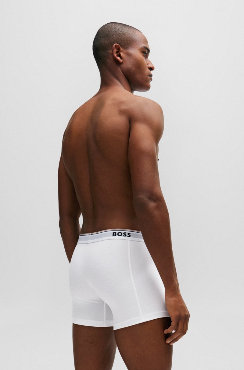 Hugo Boss Paquete De Tres Calzoncillos Bóxer En Algodón Elástico Con Logos