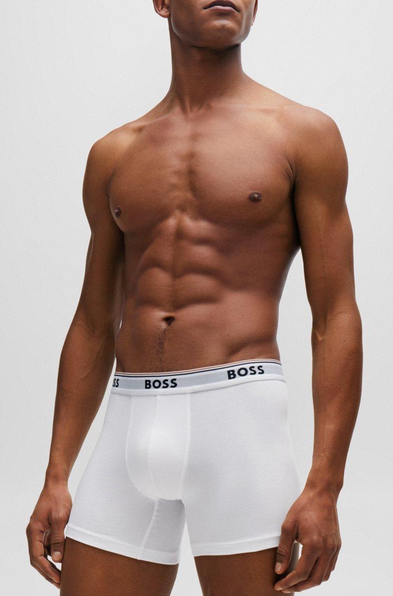 Hugo Boss Paquete De Tres Calzoncillos Bóxer En Algodón Elástico Con Logos
