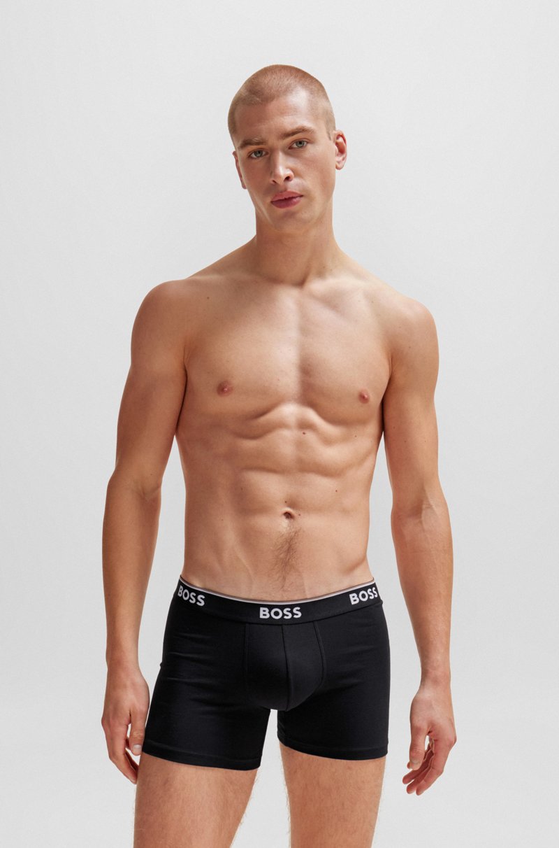 Hugo Boss Paquete De Tres Calzoncillos Bóxer En Algodón Elástico Con Logos