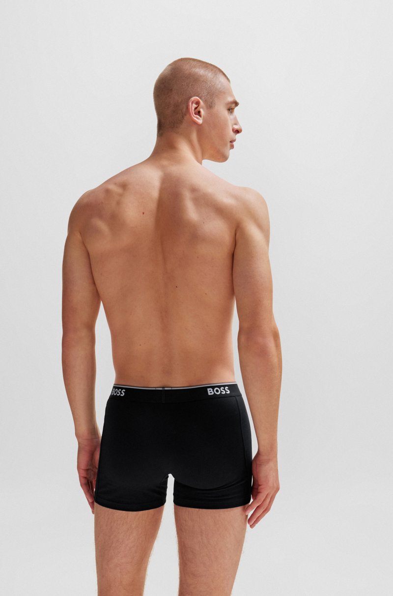 Hugo Boss Paquete De Tres Calzoncillos Bóxer En Algodón Elástico Con Logos
