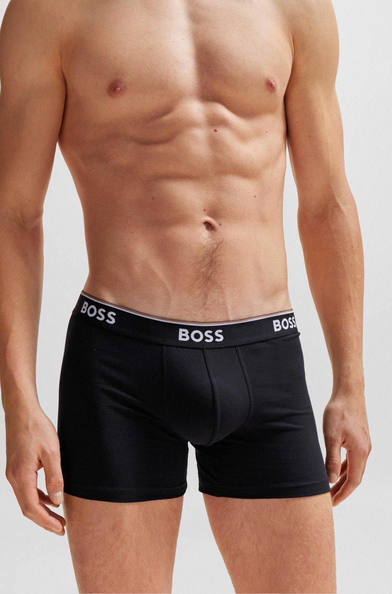 Hugo Boss Paquete De Tres Calzoncillos Bóxer En Algodón Elástico Con Logos