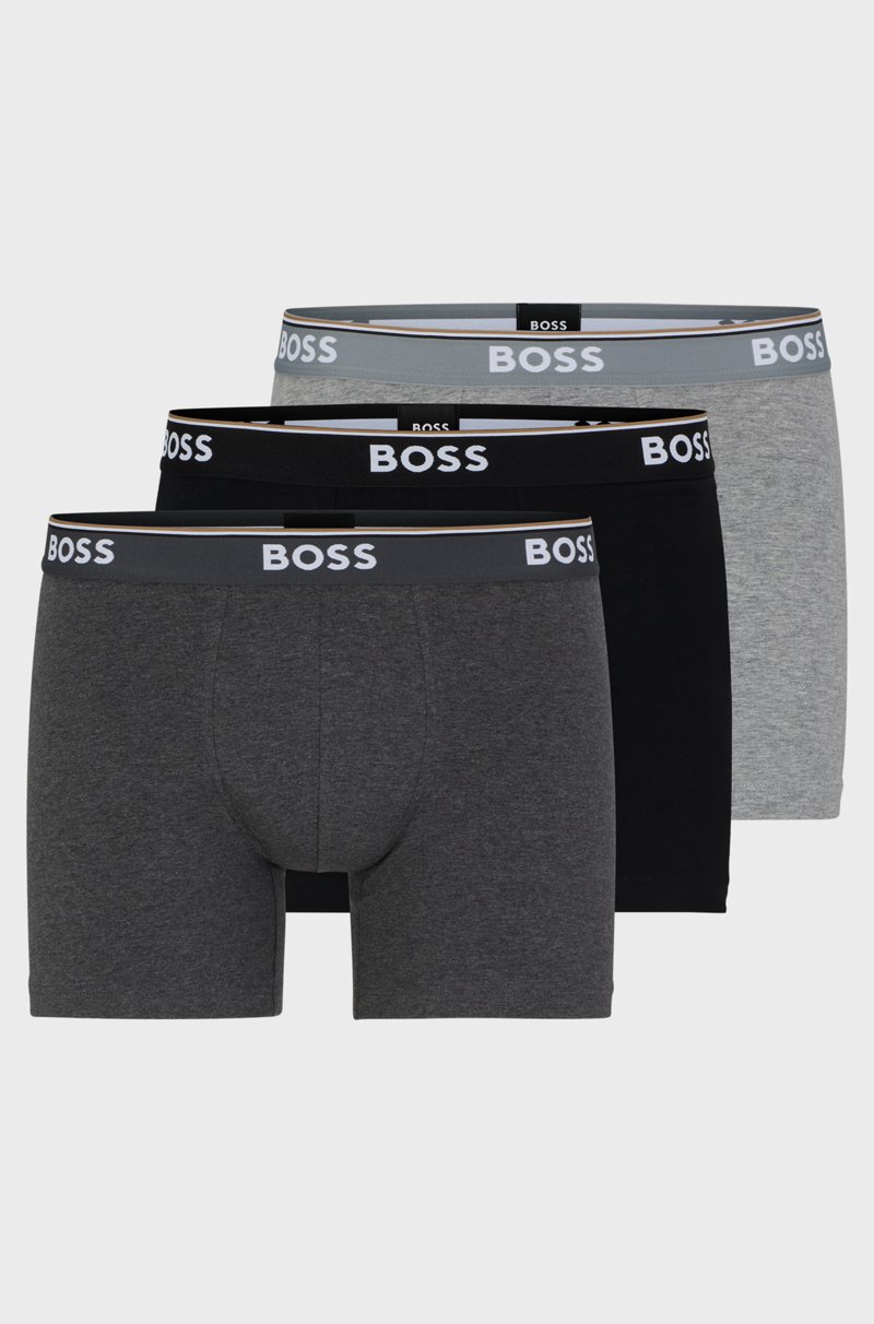 Hugo Boss Paquete de tres calzoncillos bóxer en algodón elástico con logos
