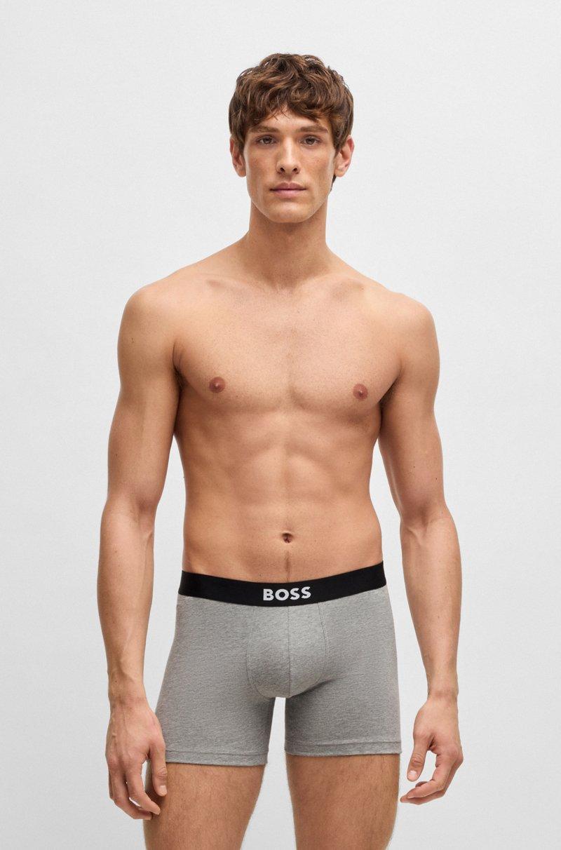 Hugo Boss Paquete De Tres Calzoncillos Bóxer En Algodón Elástico Con Logos
