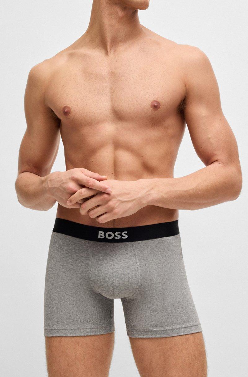 Hugo Boss Paquete De Tres Calzoncillos Bóxer En Algodón Elástico Con Logos