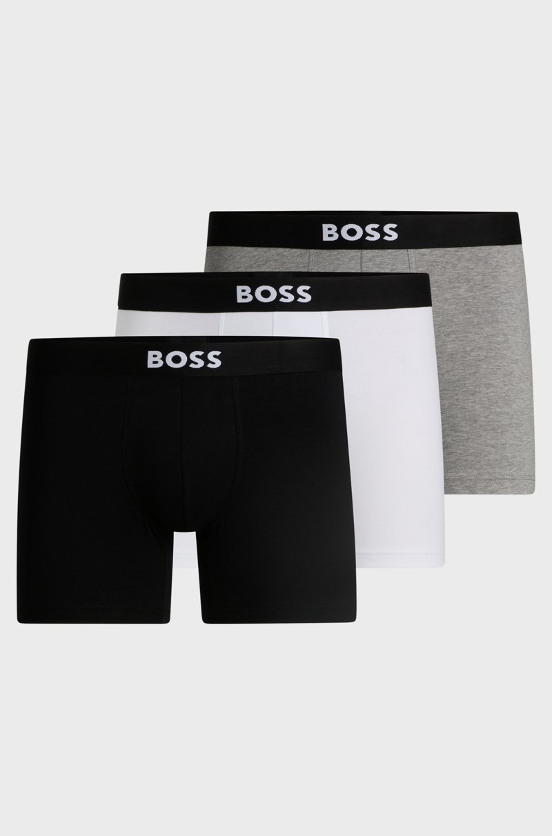 Hugo Boss Paquete de tres calzoncillos bóxer en algodón elástico con logos