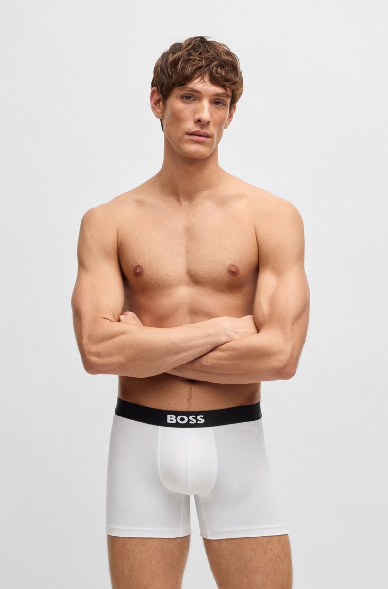 Hugo Boss Paquete De Tres Calzoncillos Bóxer En Algodón Elástico Con Logos