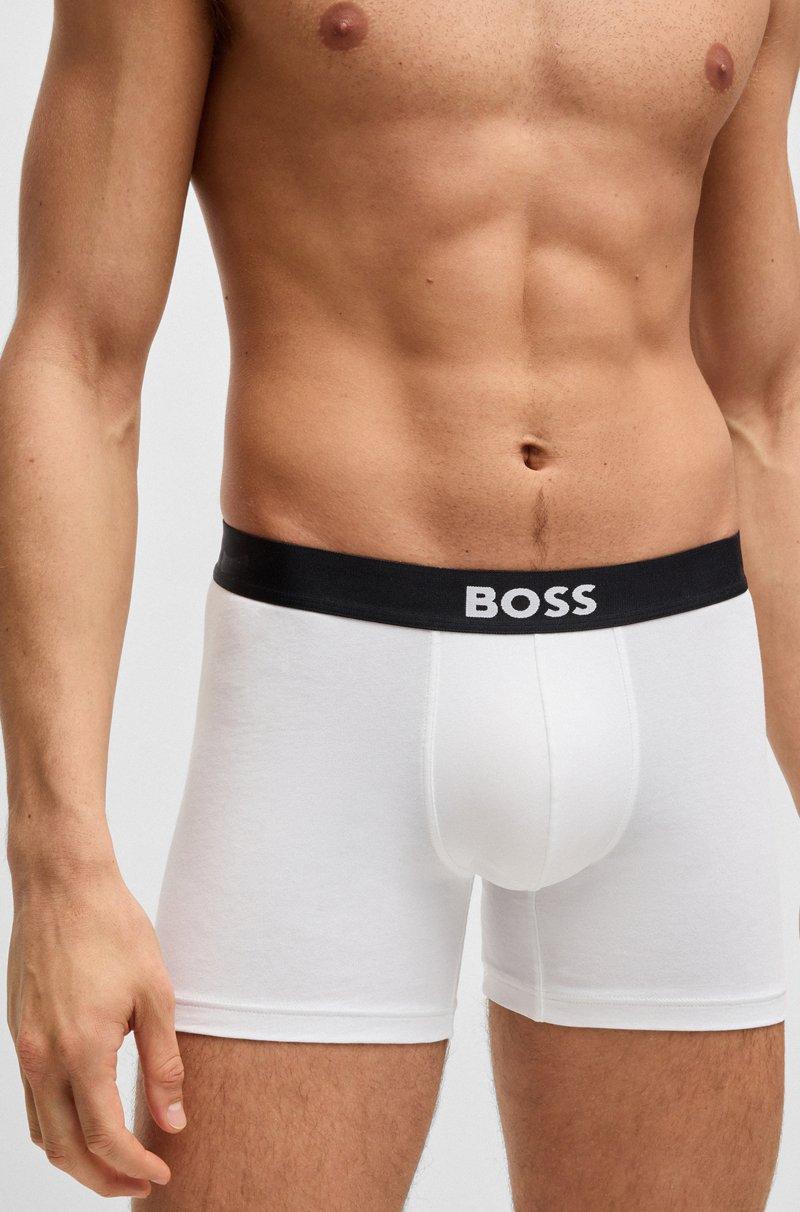 Hugo Boss Paquete De Tres Calzoncillos Bóxer En Algodón Elástico Con Logos