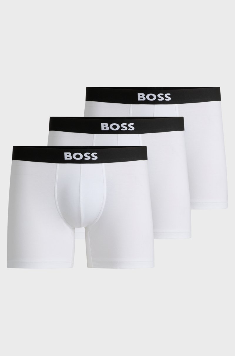 Hugo Boss Paquete de tres calzoncillos bóxer en algodón elástico con logos