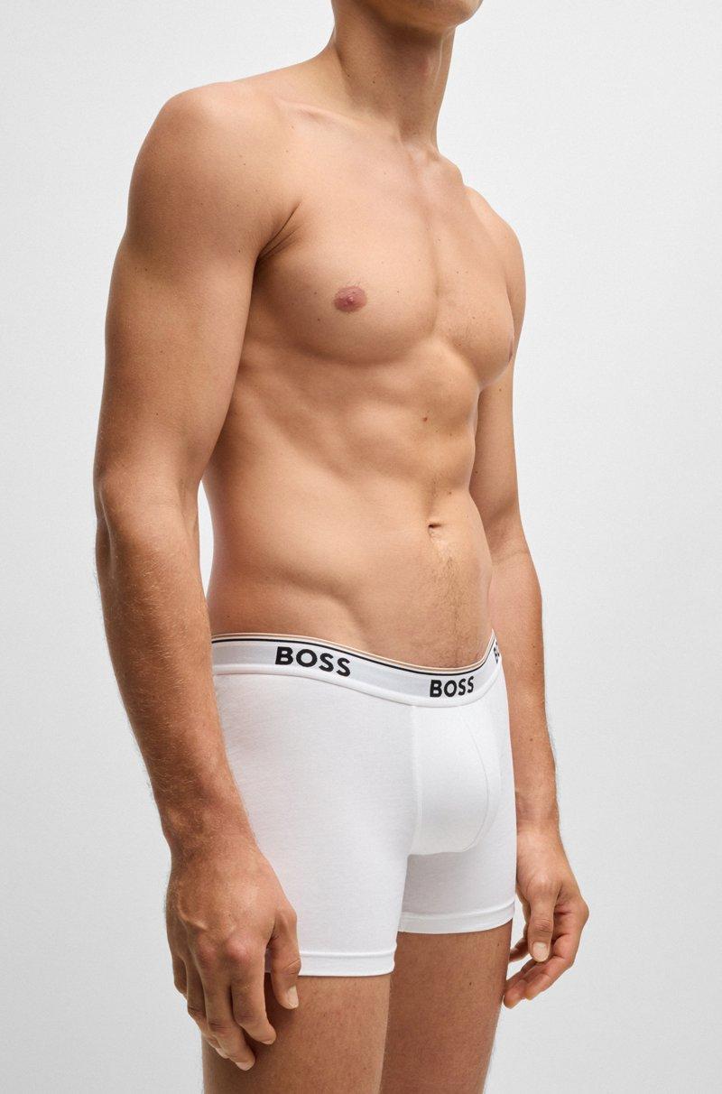 Hugo Boss Paquete De Tres Calzoncillos Bóxer En Algodón Elástico Con Logos