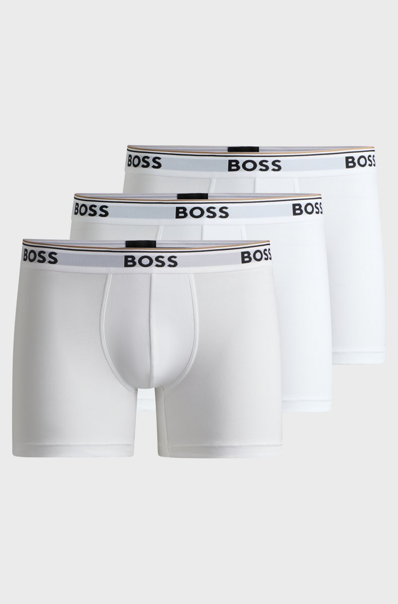 Hugo Boss Paquete de tres calzoncillos bóxer en algodón elástico con logos