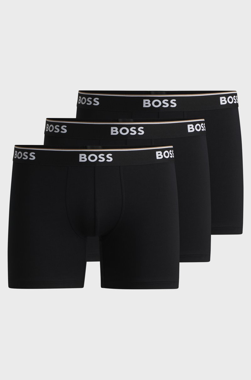 Hugo Boss Paquete de tres calzoncillos bóxer en algodón elástico con logos
