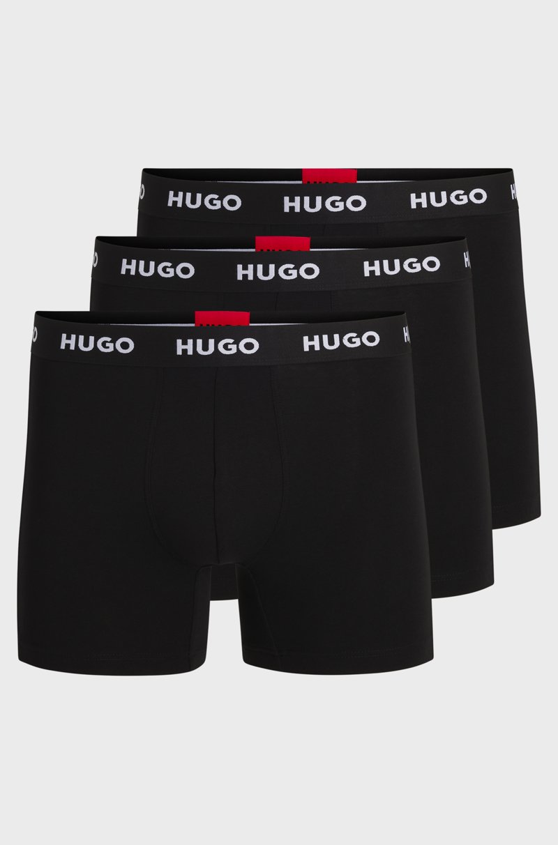 Hugo Boss Paquete de tres calzoncillos bóxer largos en algodón elástico