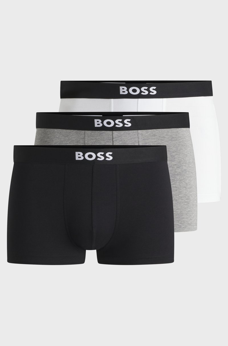 Hugo Boss Paquete de tres calzoncillos de algodón elástico con logo en la cintura