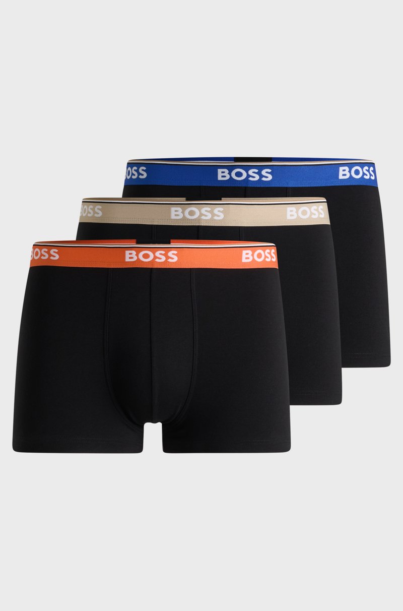 Hugo Boss Paquete de tres calzoncillos de algodón elástico con logos en la cintura