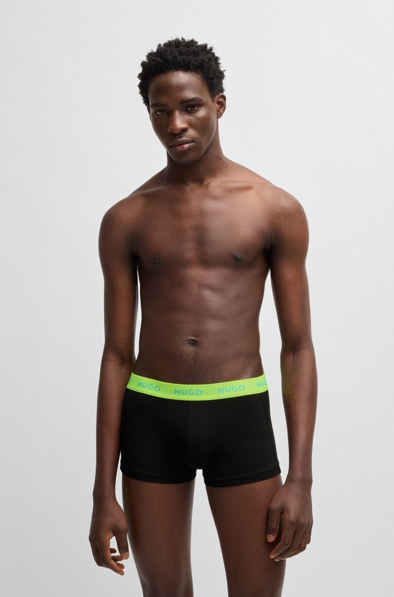 Hugo Boss Paquete De Tres Calzoncillos De Algodón Elástico Con Logos En La Cintura