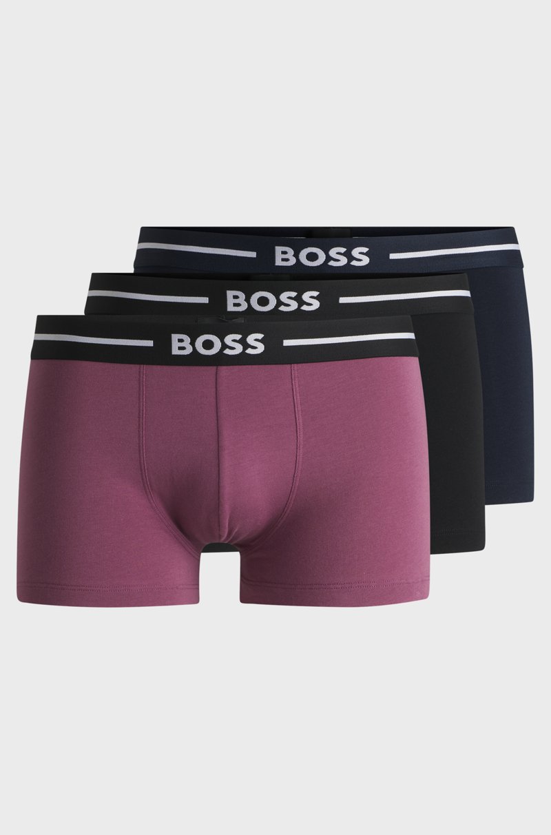 Hugo Boss Paquete de tres calzoncillos de algodón elástico con logos en la cintura
