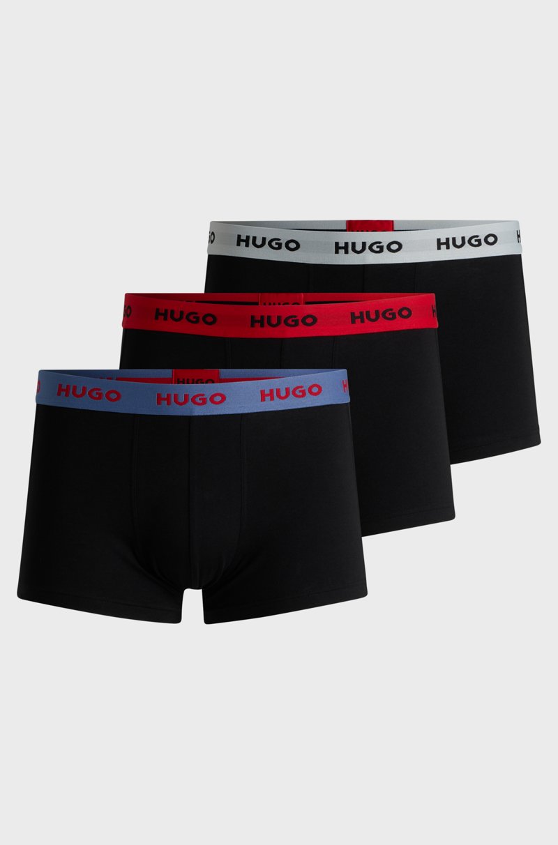 Hugo Boss Paquete de tres calzoncillos de algodón elástico con logos en la cintura