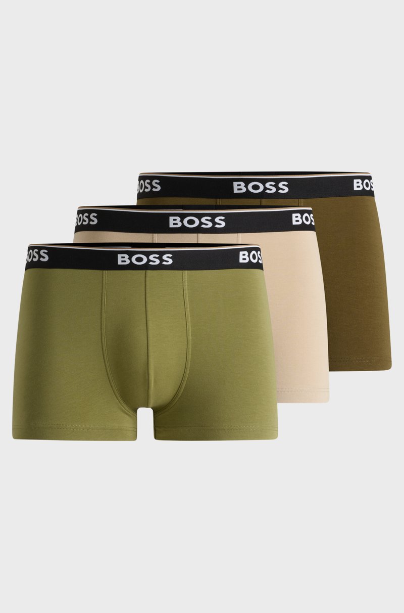 Hugo Boss Paquete de tres calzoncillos de algodón elástico con logos en la cintura