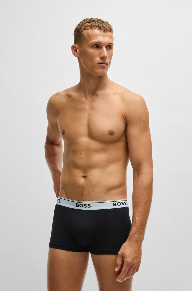 Hugo Boss Paquete De Tres Calzoncillos De Algodón Elástico Con Logos En La Cintura