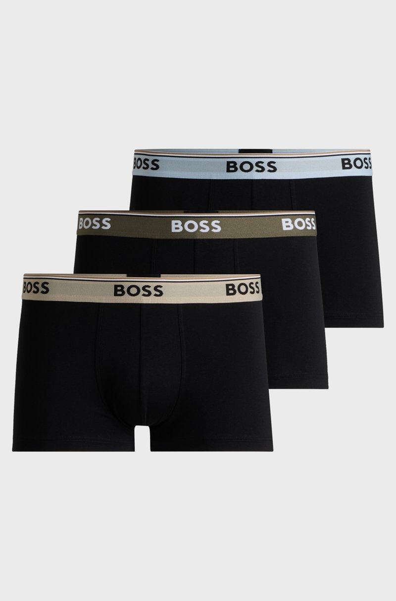 Hugo Boss Paquete de tres calzoncillos de algodón elástico con logos en la cintura