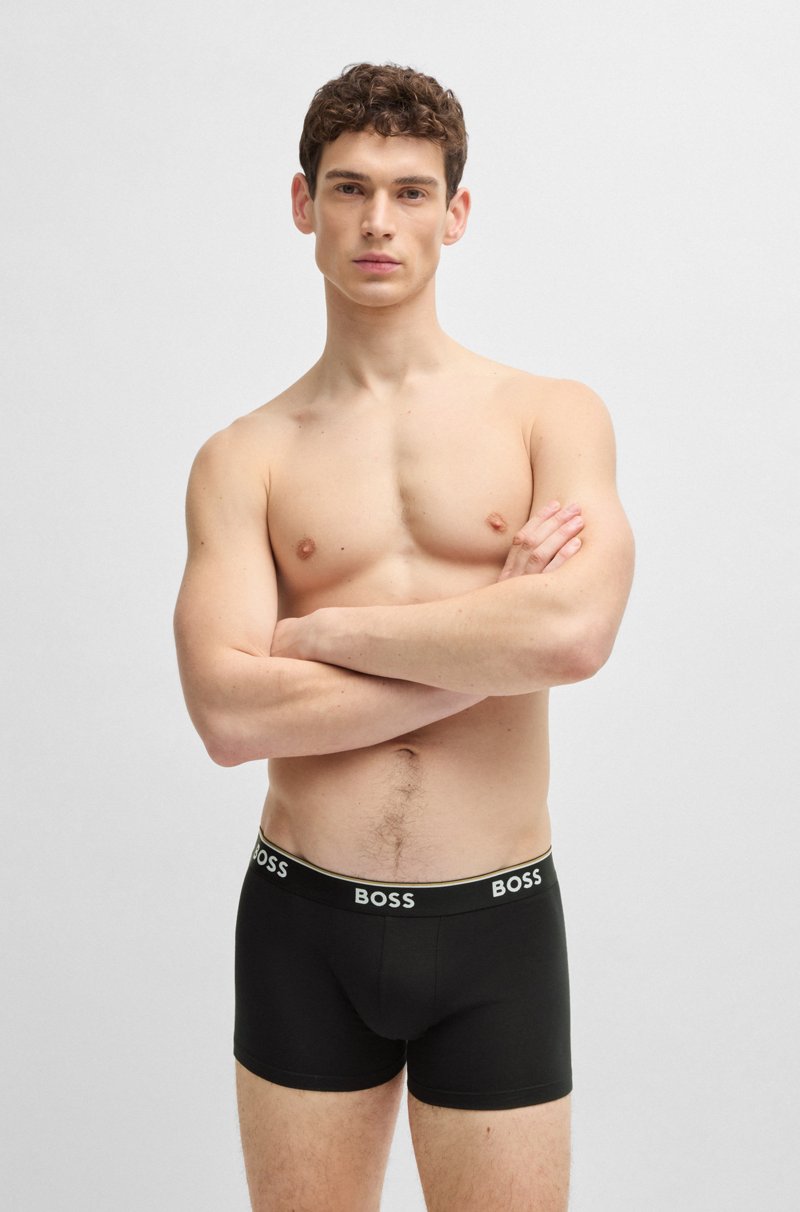 Hugo Boss Paquete De Tres Calzoncillos De Algodón Elástico Con Logo En La Cinturilla