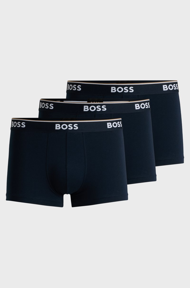 Hugo Boss Paquete de tres calzoncillos de algodón elástico con logo en la cinturilla