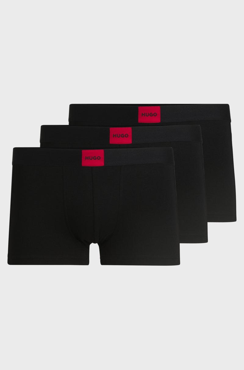 Hugo Boss Paquete de tres calzoncillos de algodón elástico con logos en la cintura