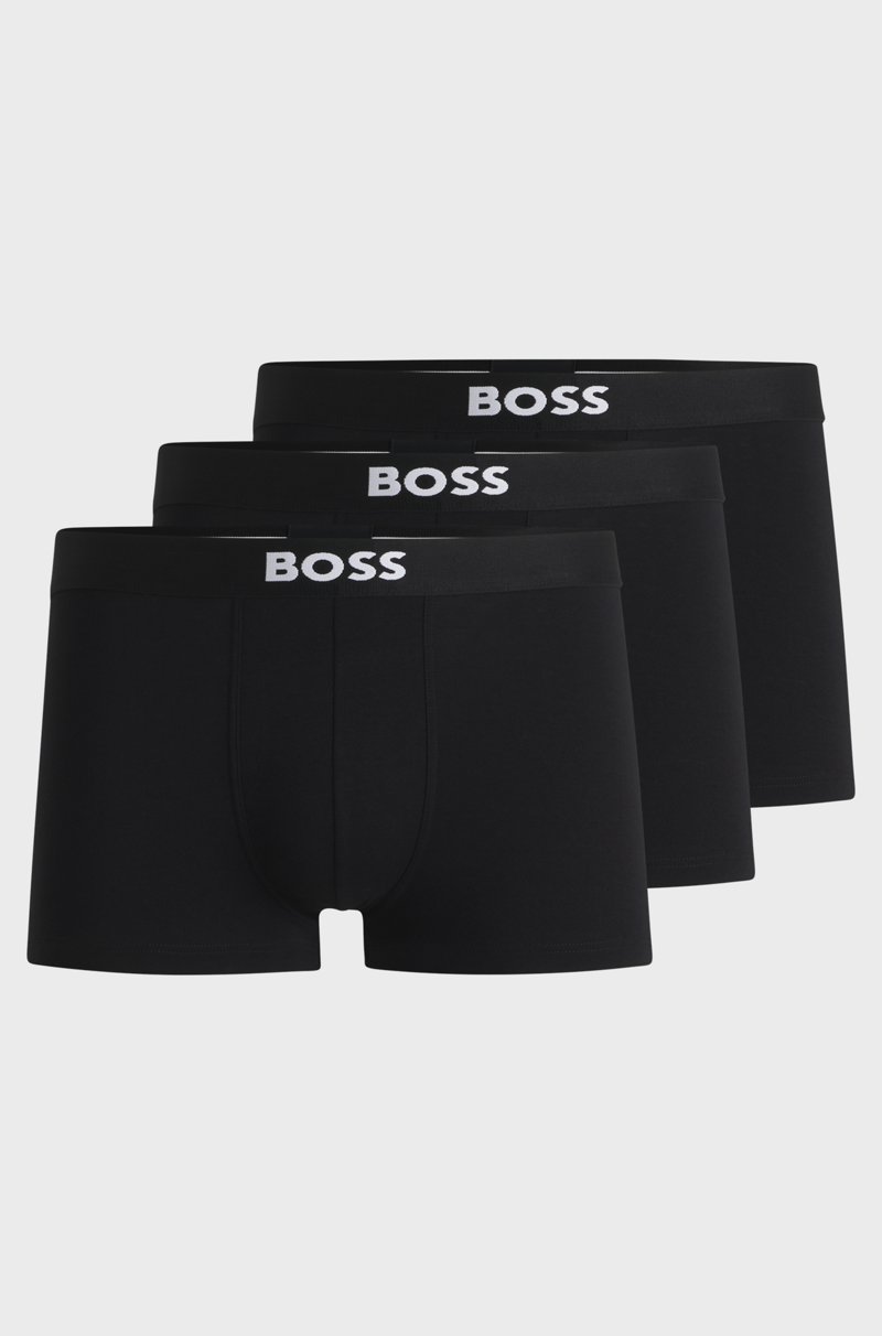 Hugo Boss Paquete de tres calzoncillos de algodón elástico con logo en la cintura