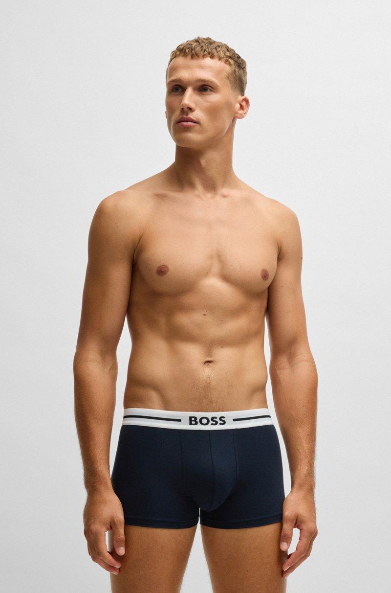 Hugo Boss Paquete De Tres Calzoncillos De Algodón Elástico En Diseños Lisos Y Con Monogramas