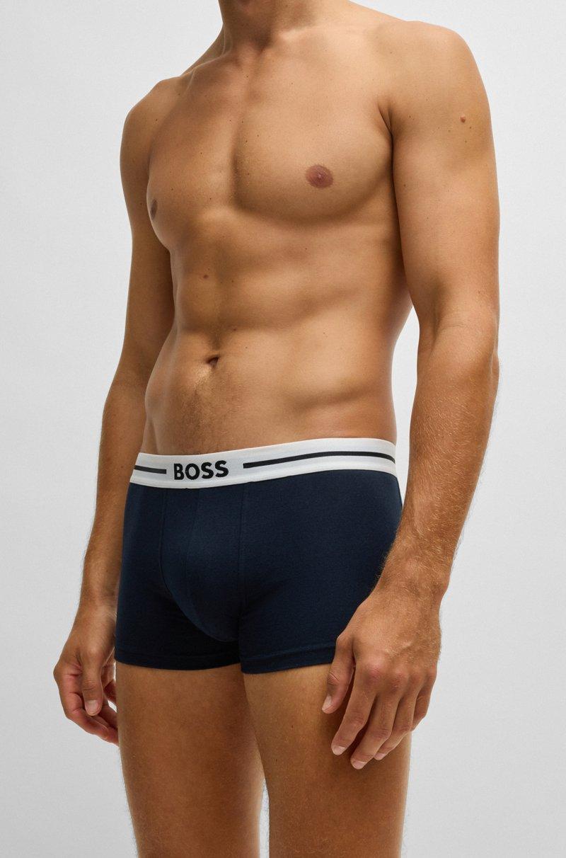 Hugo Boss Paquete De Tres Calzoncillos De Algodón Elástico En Diseños Lisos Y Con Monogramas