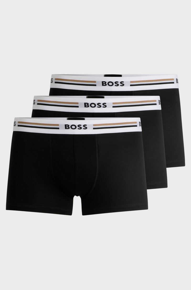 Hugo Boss Paquete de tres calzoncillos elásticos con rayas características