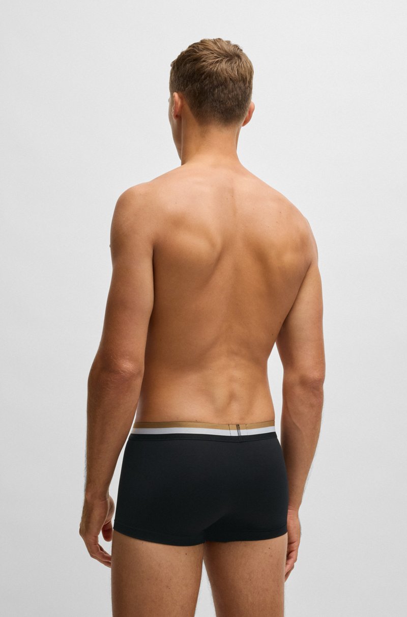 Hugo Boss Paquete De Tres Calzoncillos En Algodón Con Rayas De La Marca