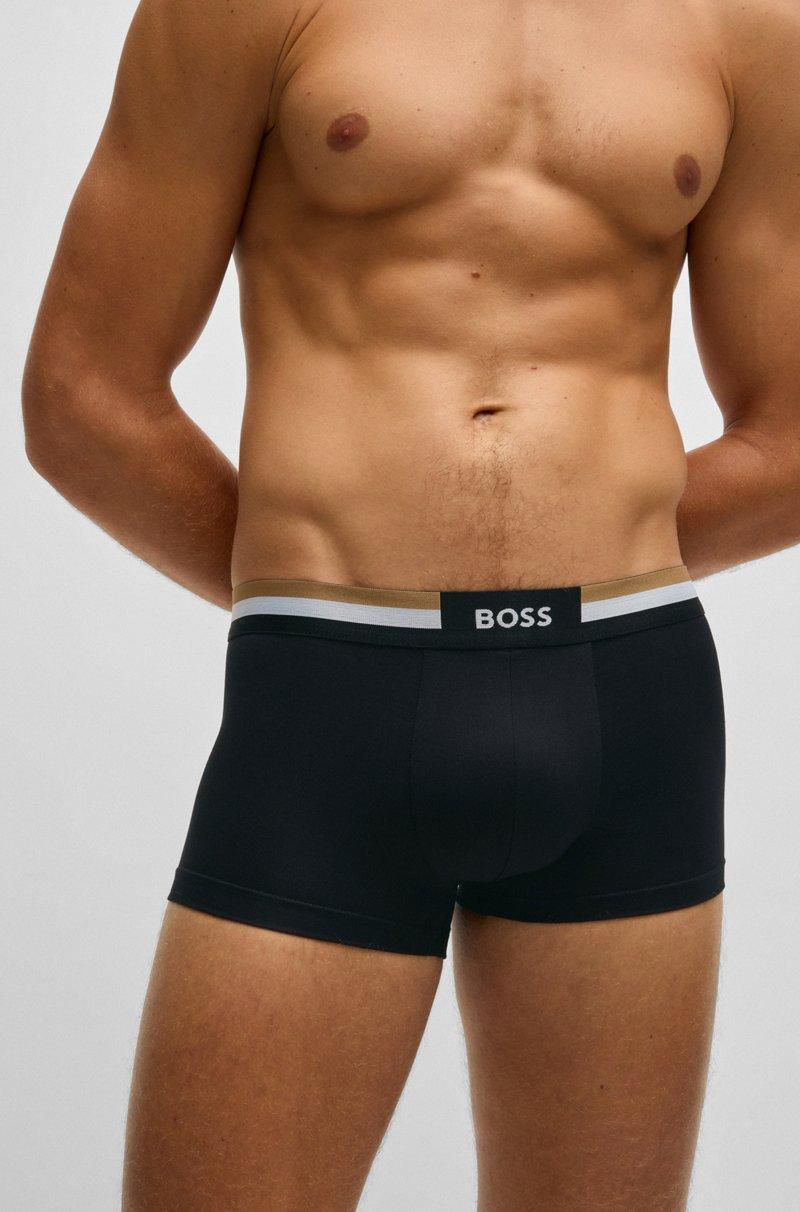 Hugo Boss Paquete De Tres Calzoncillos En Algodón Con Rayas De La Marca